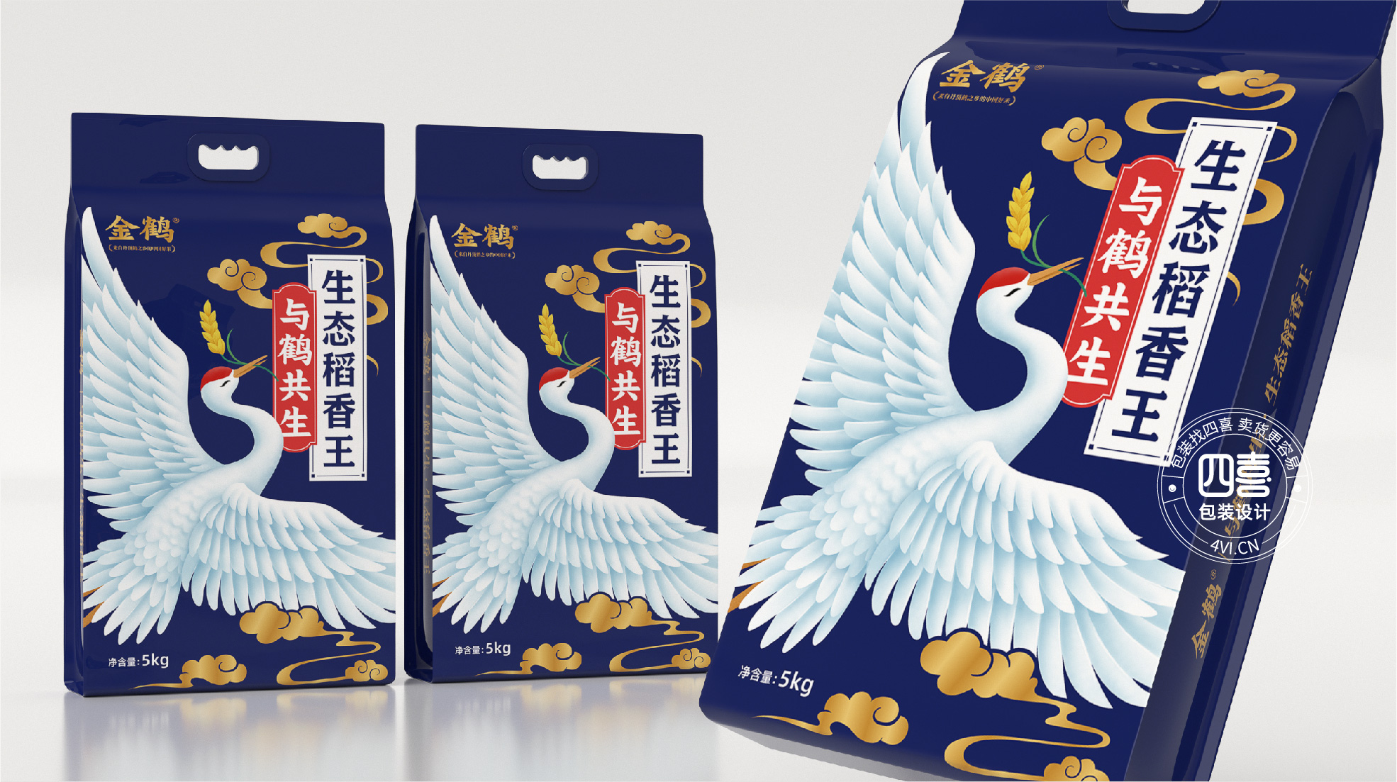 四喜亮點(diǎn)包裝設(shè)計(jì)的金鶴大米包裝在抖音米面糧油類(lèi)目銷(xiāo)量第一(圖4)